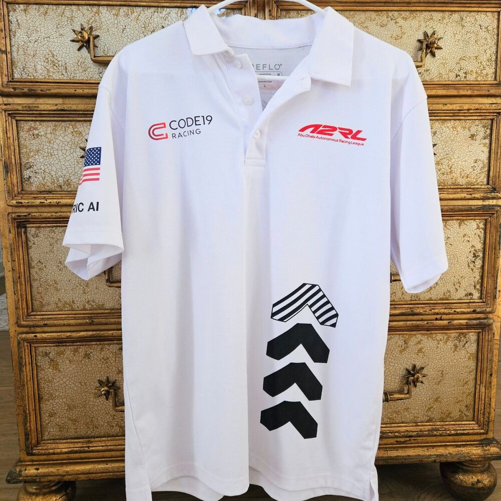 ABU DHABI AUTONOMOUS Car RACING LEAGUE US Team Shirt Polo Mens Large Lrg Sports